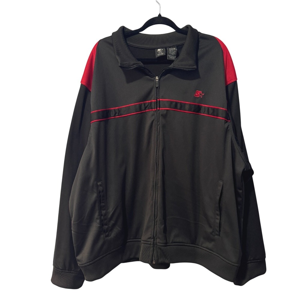Starter Mens 3XL Black Varsity Red Full Zip Track Jacket SR0107523MB Embroidered